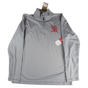 Utah Utes Pullover Golf Mens Medium Gray Long Sleeve 1/4 Quarter Zip NWT